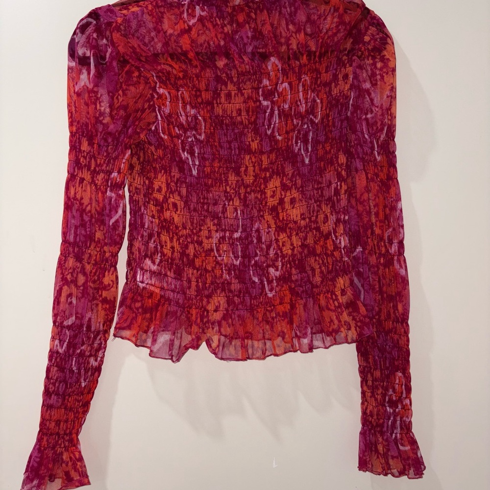 FREE PEOPLE: Elegant Red and Pink Women's Top